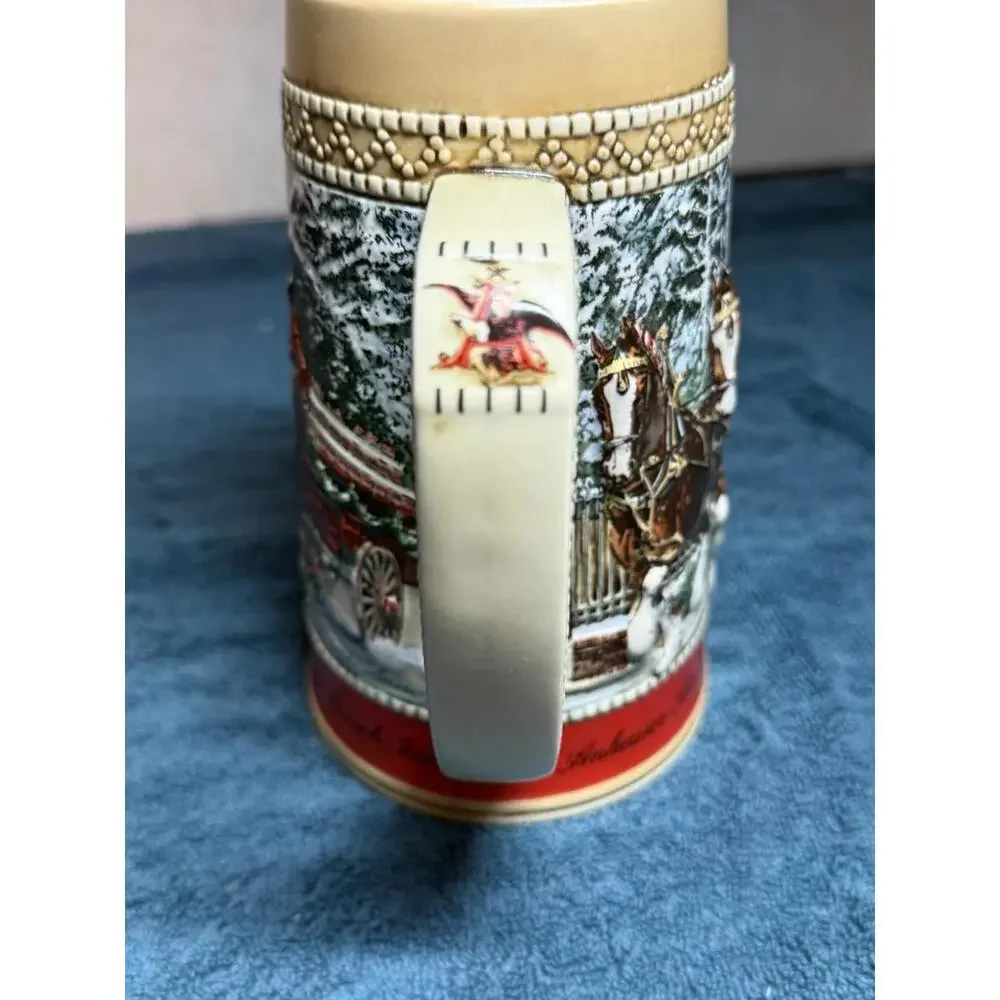 Vintage 1987 Budweiser Holiday Beer Stein Mug Clydesdale Ceramarte 